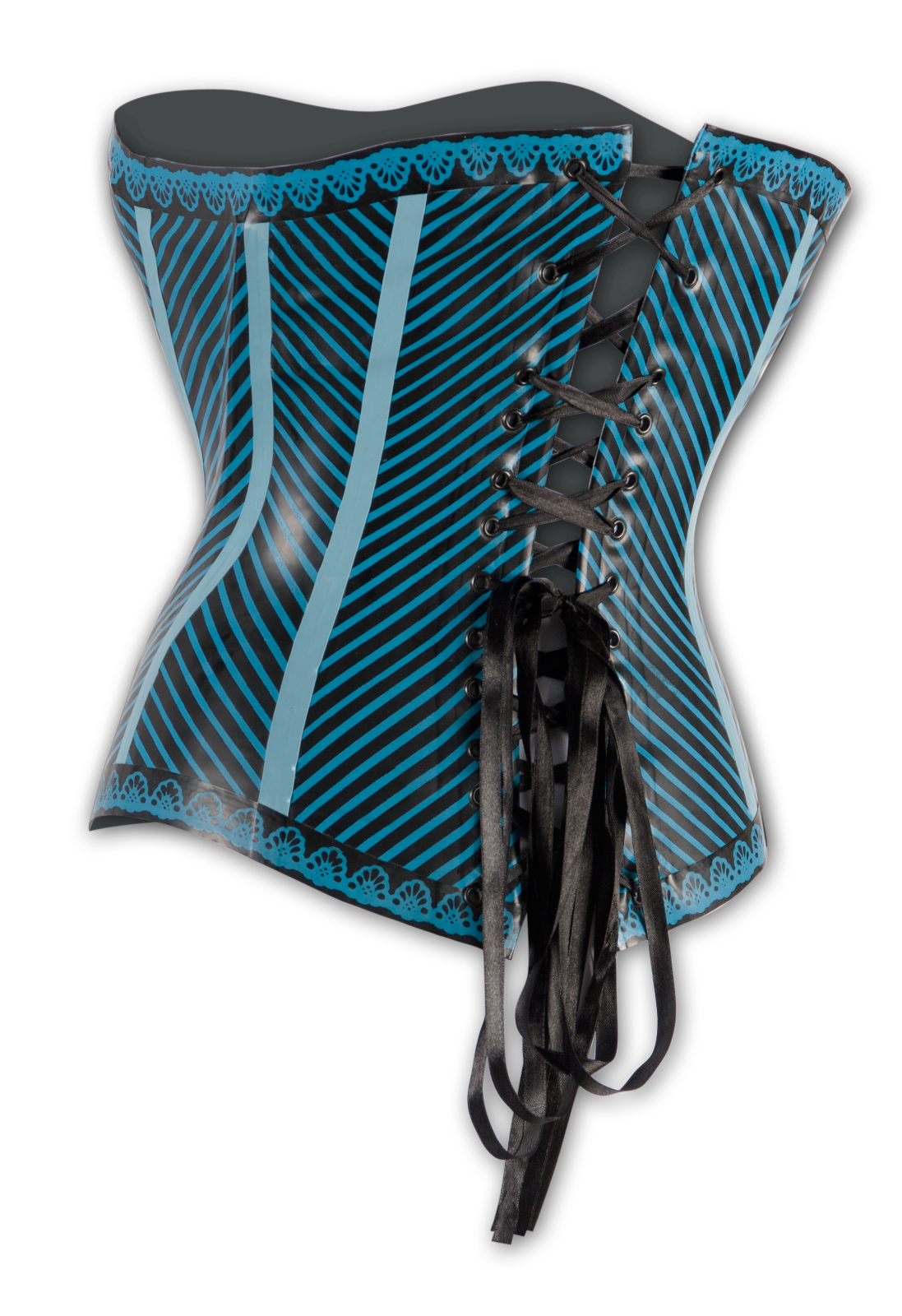 Victoria Corsage Latex schwarz blau   Korsettschliesse 36